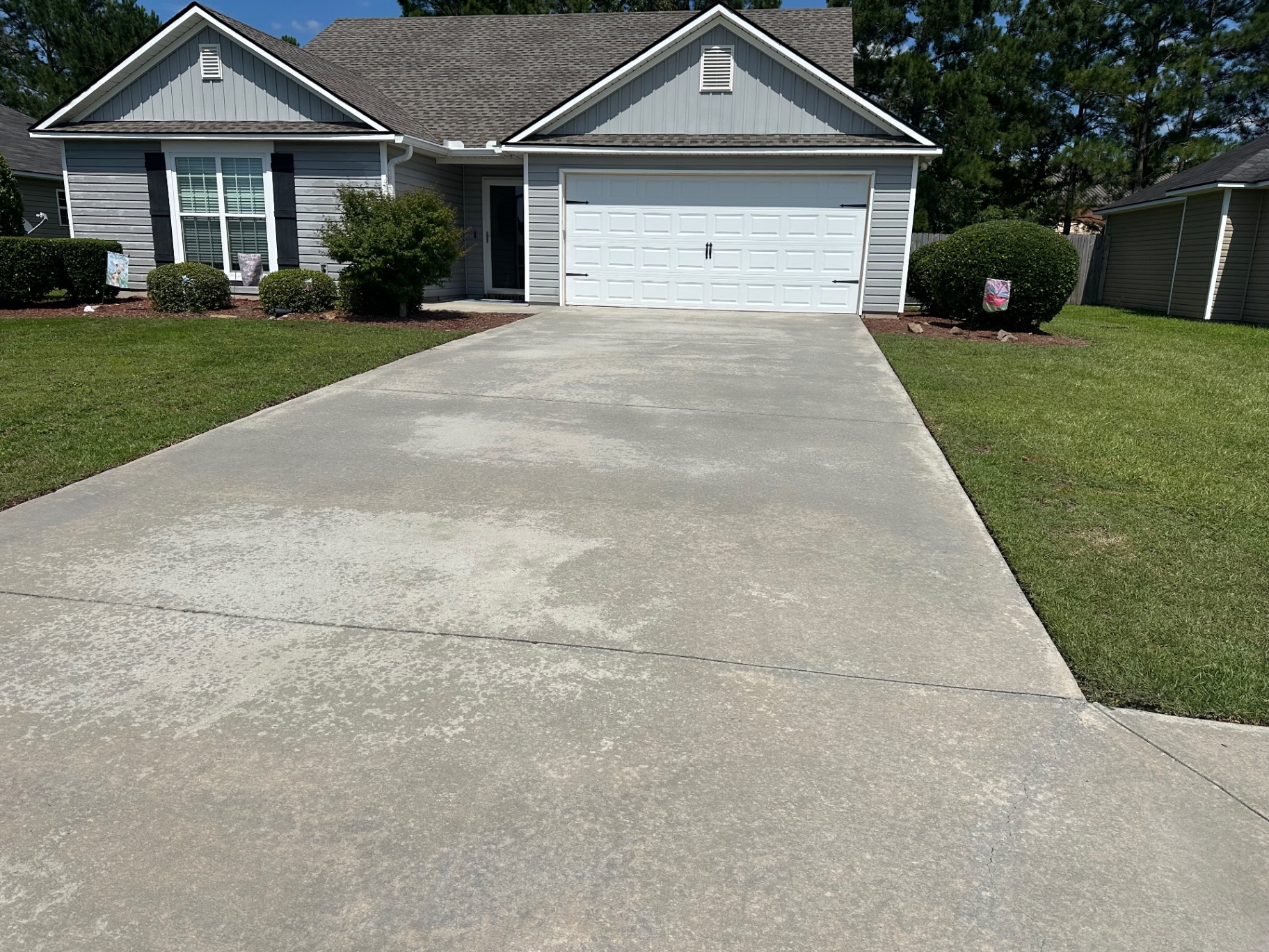 Clean garage driveway